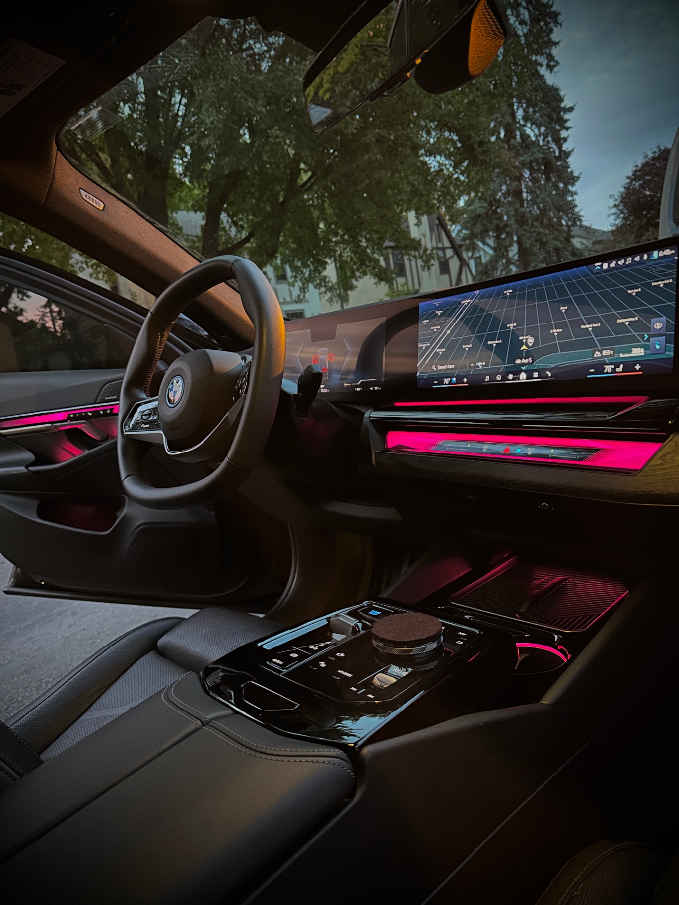 Detailed BMW interior with ambient lighting and dashboard