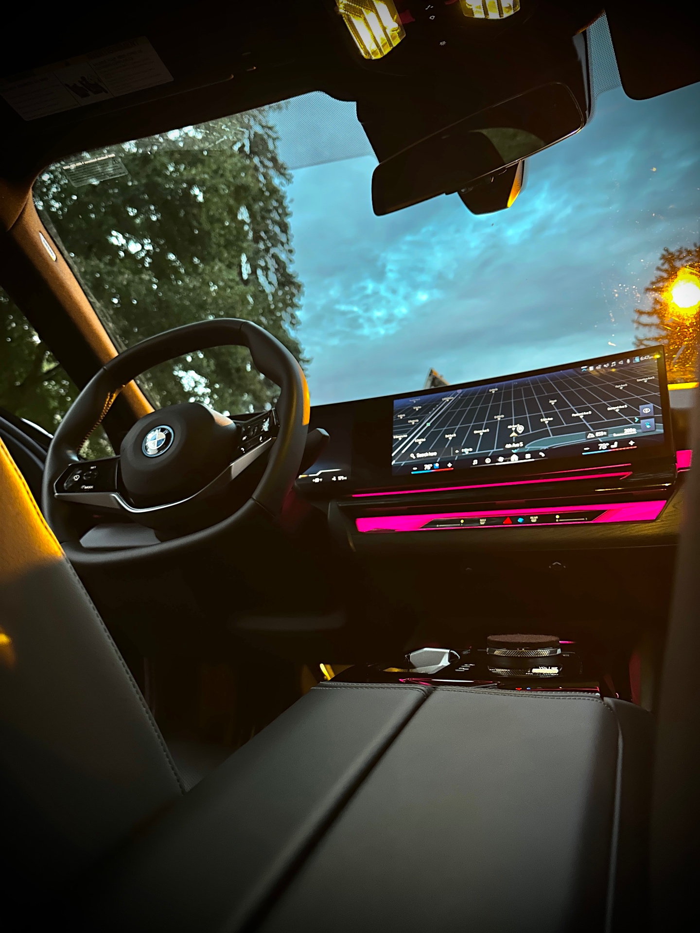 BMW dashboard and center console after an interior detail